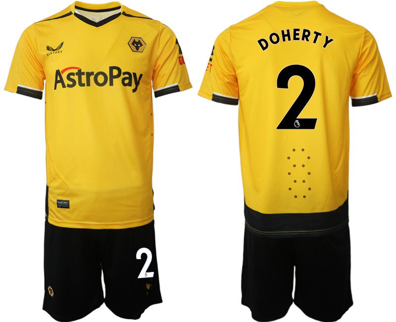 Men 2022-2023 Club Wolverhampton Wanderers home yellow #2 Soccer Jersey->other club jersey->Soccer Club Jersey